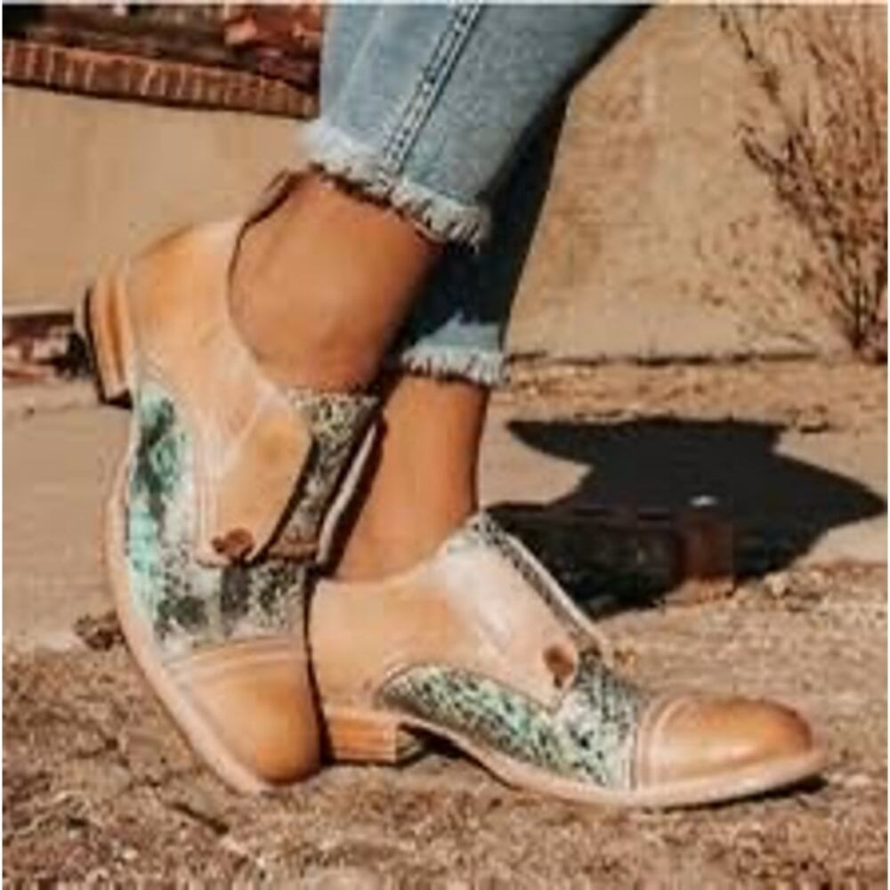 Freebird by Steven Mabel Oxfords Womens Size 8 Turquoise Multi Tan Leather - Picture 2 of 10